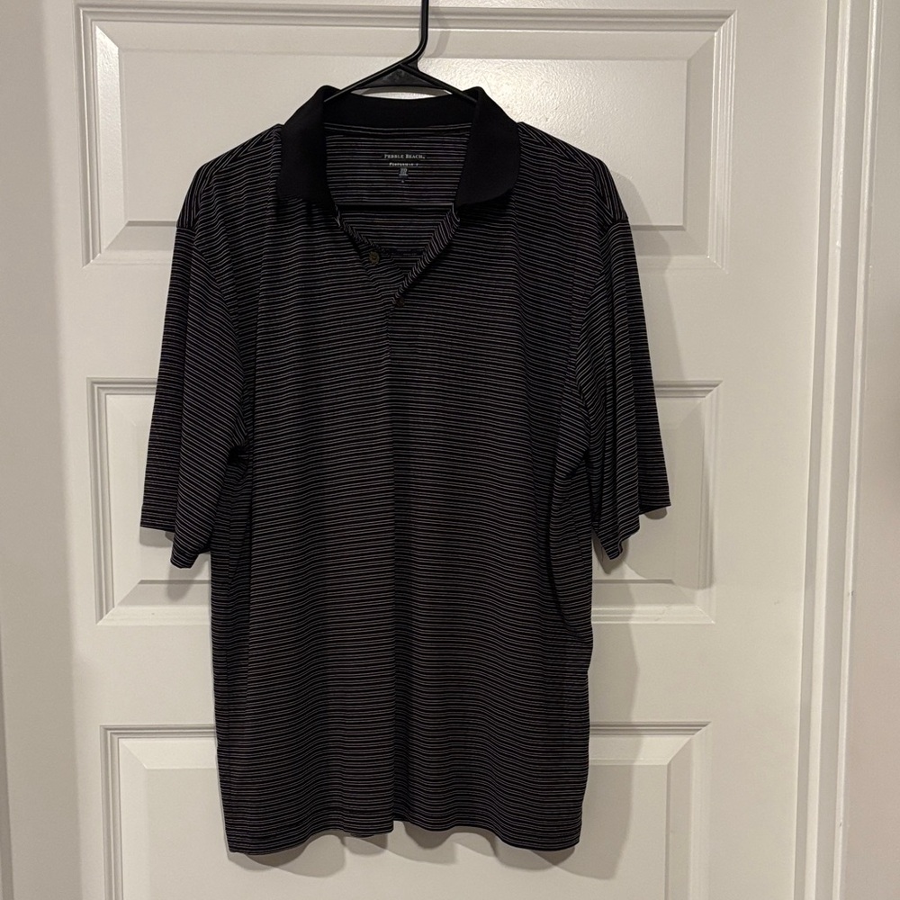 Pebble Beach Men’s Black Striped Polo Shirt